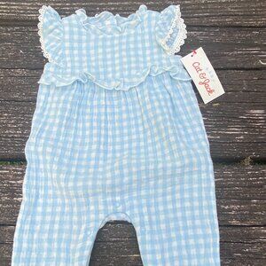 NWT Cat & Jack Baby Girls One Piece Blue/White  Size 0-3M